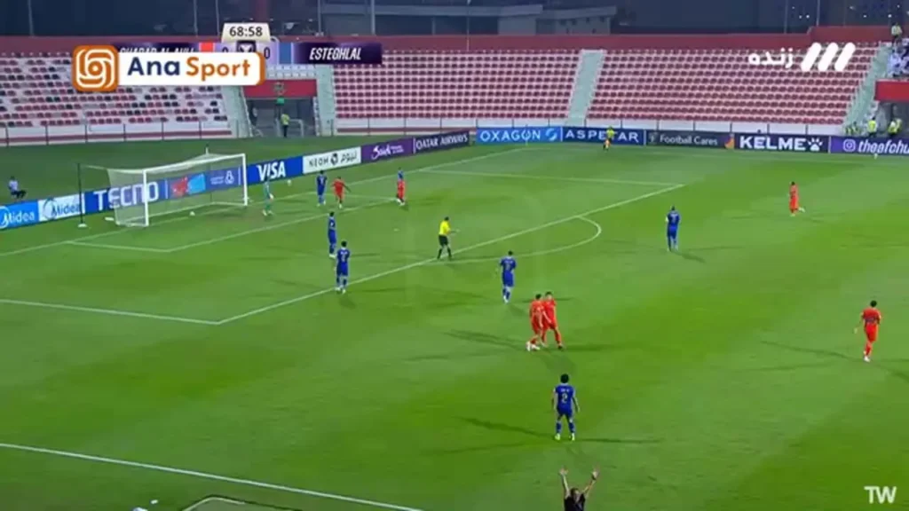 گل اول شباب الاهلی به استقلال با وارد کردن پاس اجرا شده توسط آزمون